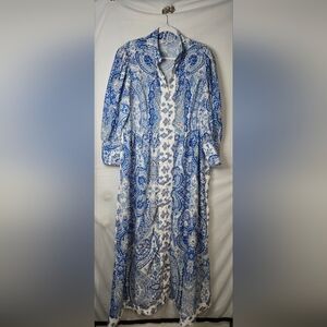Raishma Studio Boutique Blue and White Paisley Maxi Dress Size 18